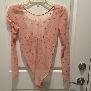Victoria's Secret Pink Sheer Bodysuit with Gold Accents